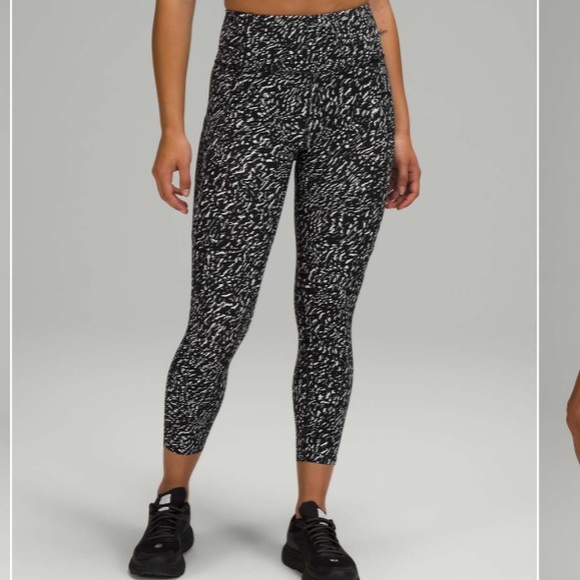 Lululemon Fast and Free High Rise Crop 23" in Speckle Trail Black Multi Size 10 - Picture 3 of 13